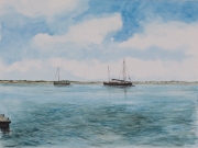 Auf-Reede-Spiekeroog-2012-36x48-Aquarell-Gouache