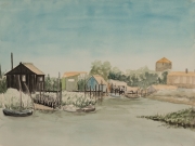 Mornac-Austernfischer-Haus-1992-36x48-Aquarell