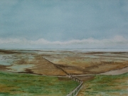Spiekeroog-Am-alten-Anleger-2012-36x48-Aquarell