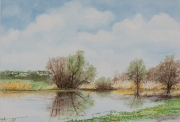 Ueberschwemmung-Nidder-2011-38x56-Aquarell-Gouache